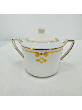 Antique 1913 KPM Porcelain Gilded Sugar Bowl Dish with Lid Berlin Factory WW1